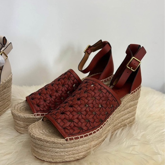 Tory Burch leather woven espadrille wedge sandals 8.5, 9.5, 10, 10.5 - Picture 2 of 7